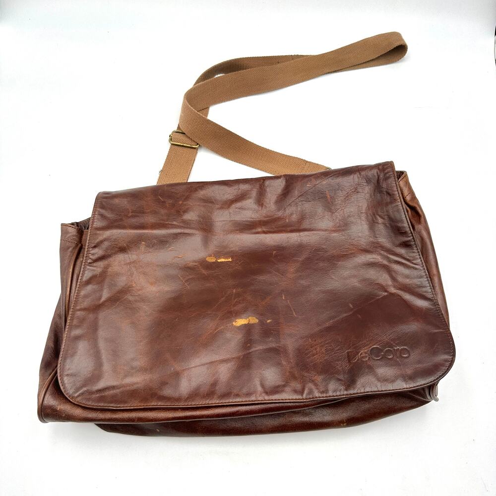 DeCoro leather Messenger Bag Full Grain Laptop Satchel Work Bag Men Office - Picture 3 of 16
